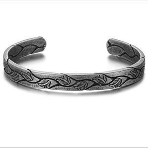 Silver Plated Leafy Vine Cuff Bracelet